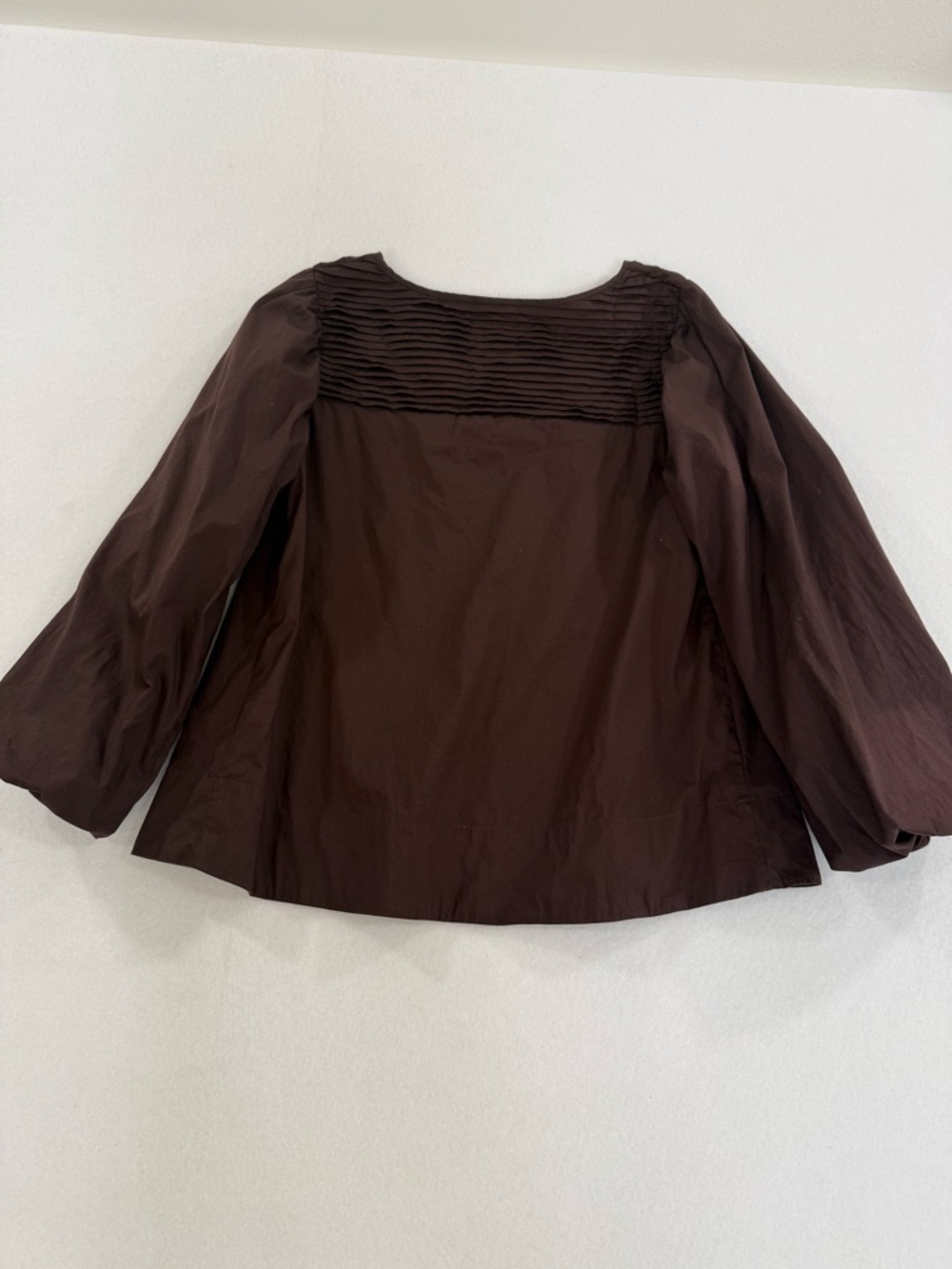 Vertigo Paris Pintuck Yoke Long-Sleeve Blouse — Brown